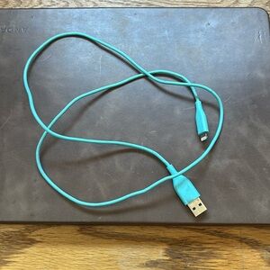 Turquoise Apple IPhone charger Lightning cable